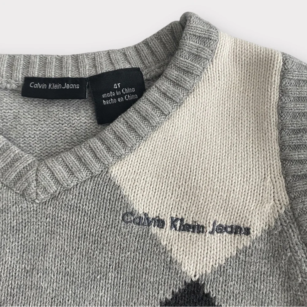 Calvin Klein Jeans Toddler Boys Sweater Vest Size 4T Argyle 100% Cotton Preppy